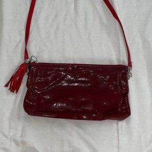 Due Fratelli Maroon Leather Clutch/Shoulder Bag